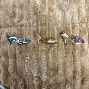 Set of Three Decorative Shoe Card Holders